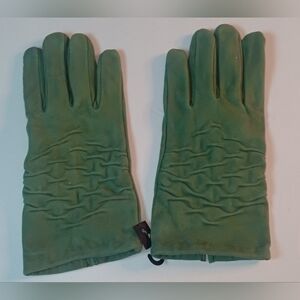 WOMEN'S LUCKY EMERALD GREEN WARM FLEECE LINED, SUEDE LEATHER GLOVES, XLARGE